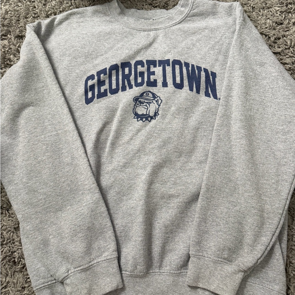 Champion Gray Crewneck Sweater with Navy Print